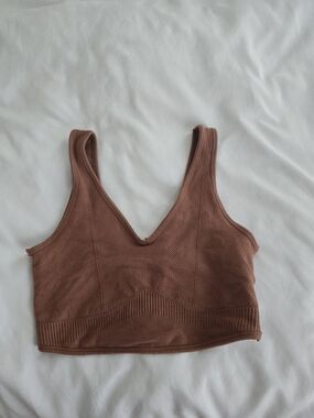 Gymshark Ribbed V-Neck Tank Top in Brown